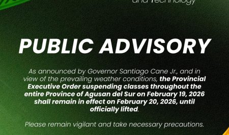 PUBLIC ADVISORY: Class Suspension Extended Across Agusan del Sur Until Further Notice