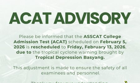 ACAT Advisory | ASSCAT Admission Test Rescheduled Due to Tropical Depression Basyang